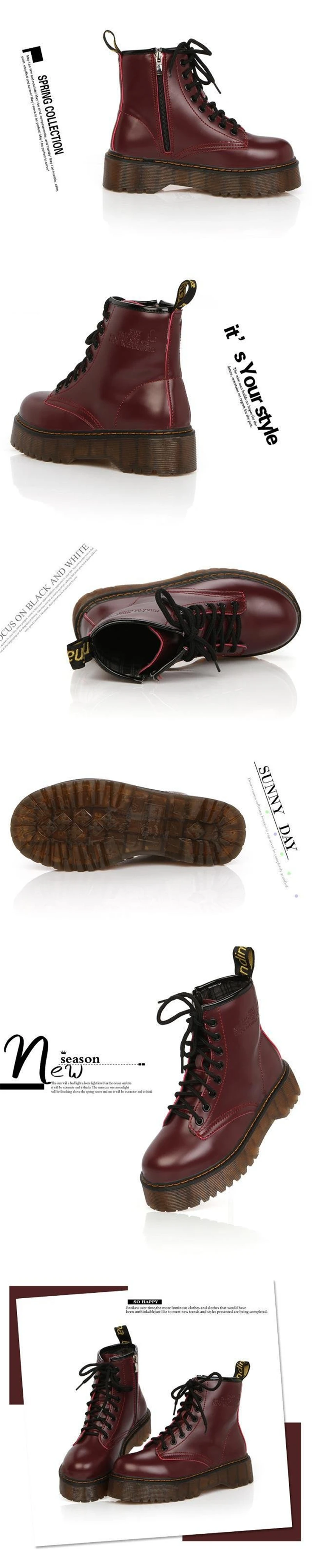 Зимние Черные ботильоны в готическом стиле; Женские ботинки в байкерском стиле на толстой платформе с искусственным мехом; женские Ботинки Martin в стиле милитари; байкерские ботинки