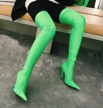 

Plus Size Sexy Over The Knee Boots Women Sexy Comfortable High Heel Shoes Sexy Snow Shoes Stretch Pointed Knee Socks Booties