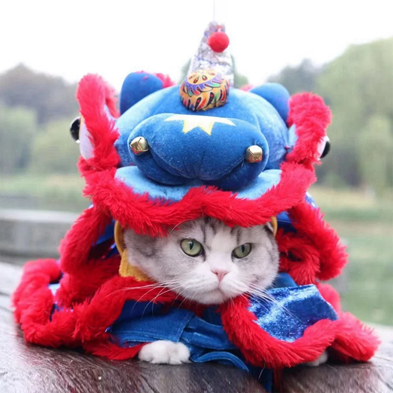 Корги, Новогодняя традиционная одежда, французский бульдог, наряды, забавная Одежда для собак, костюм для танцев льва, кошки для маленьких и средних собак