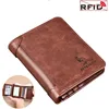 Men Wallet Anti Theft RFID 3 Fold Short Credit Card Holder Genuine Leather Wallet Men Purse 1