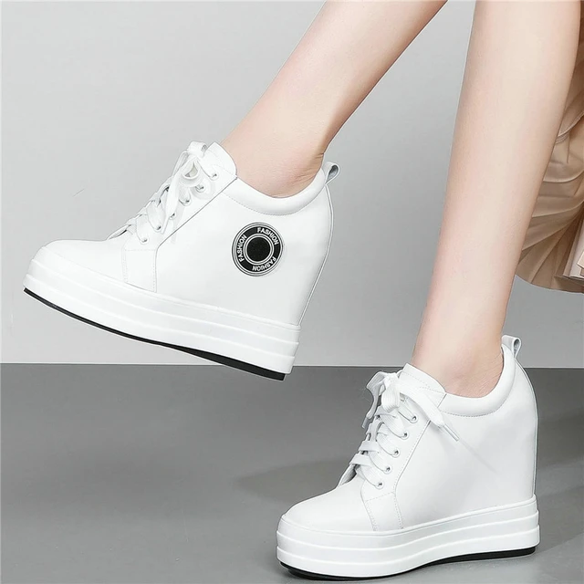 Women Fashion Sneaker Creeper Ankle Boots Platform Wedge High Heel