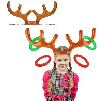 

Inflatable Santa Funny Reindeer Antler Deer Head Hat Ring Toss Christmas Holiday Party Game Supplies Toys Christmas Toss Game