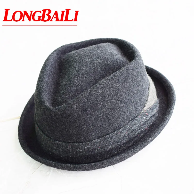 

Winter Mens Wool Felt Fedora Hats Chapeu Masculino Panama Jazz Small Brim Trilby Hats Free Shipping PWFE046