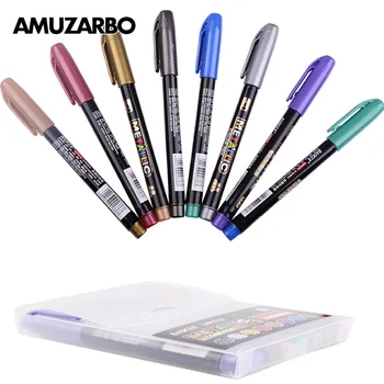 

Metallic Colorful Marker Pen Writing Painting DIY Graffiti Signing Pen Gold Silver Grey Blue Office School Art Stationery Pen