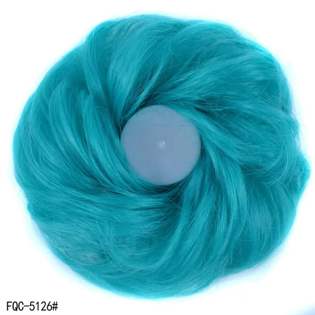 Jeedou Messy Chignon Donut Hair Bun Pad Elastic Hair Rope Rubber Band Synthetic Hairpiece Gary Brown Color Green