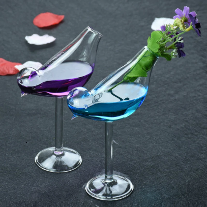 Личностная Птичка в форме коктейля, стеклянная молекула, копченая стеклянная чашка, птица, бокал для шампанского, стеклянная кружка для семьи, рюмка