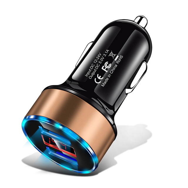 Charger 3.1A Quick Charge Dual USB Port LED Display Cigarette Lighter Phone Adapter for iPhone 12 11 8 Xiaomi redmi Sansung