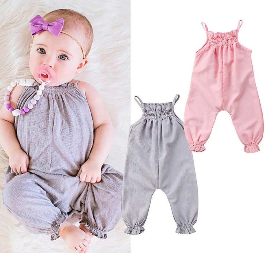 

Newborn Baby Clothes Toddler Boy Girl Unisex Strap Romper Jumpsuits Playsuit Outfit Sunsuit Overall Sleeveless Summer Clothing
