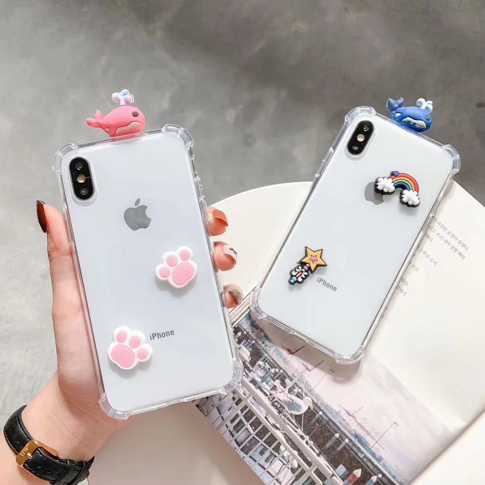 For Samsung A50 A30 A40 A70 A80 A20S M30S M20 M10 A6 A7 A9 2018 Cute Bear Cat Claw DIY Cover Transparent Shockproof Soft Case |