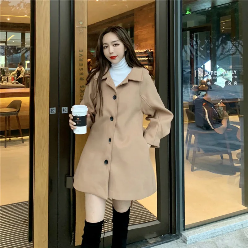 

Women Winter Long A-line Coat Female Overcoat with Buttons Casual Slim Waist Elegant Manteau Femme Hiver Abrigo Mujer