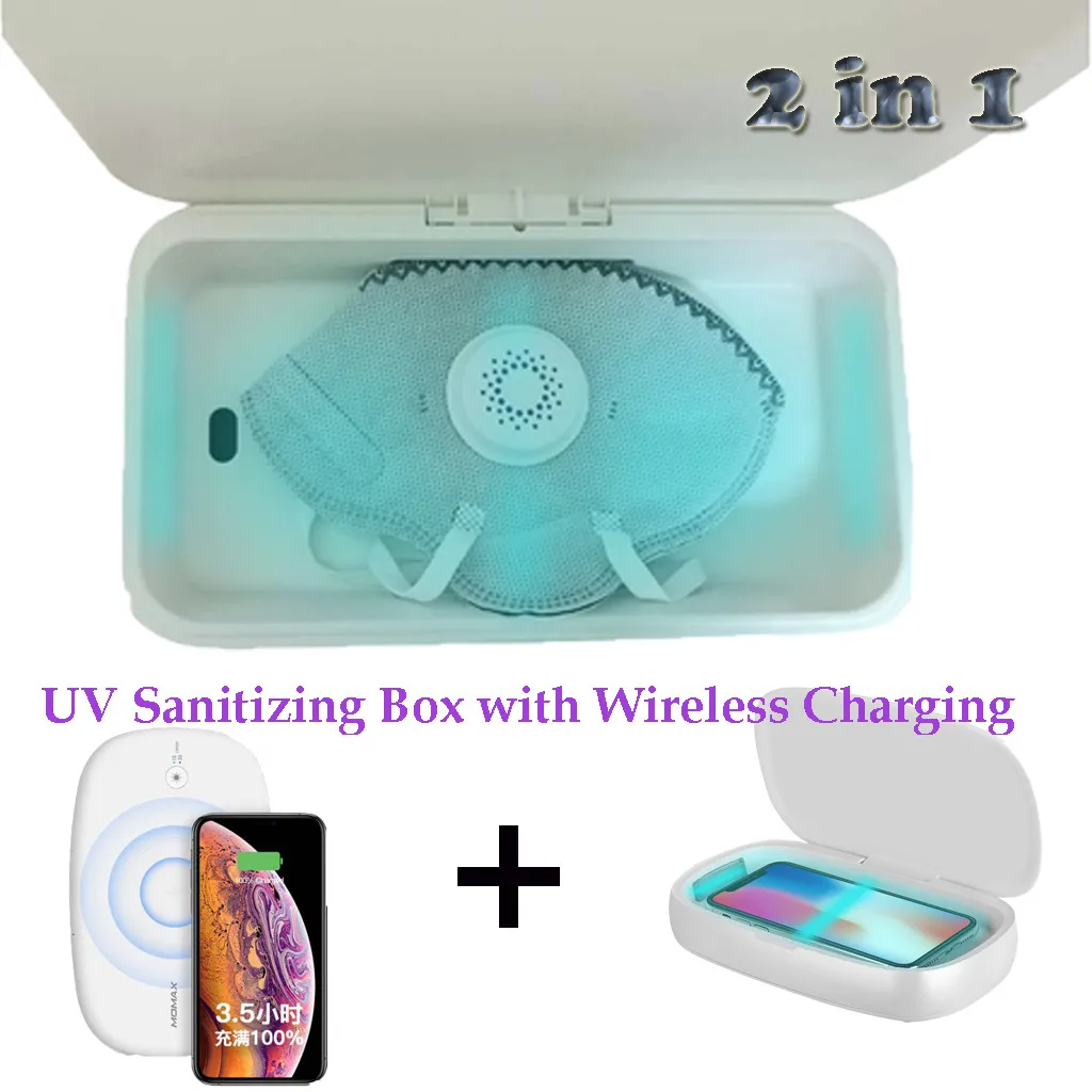 

MOMAX 10W Wireless Charging Charger UV-Box Sanitizing Box for Mask for iPhone Disinfection Box Charger Mask Sterilizer #50