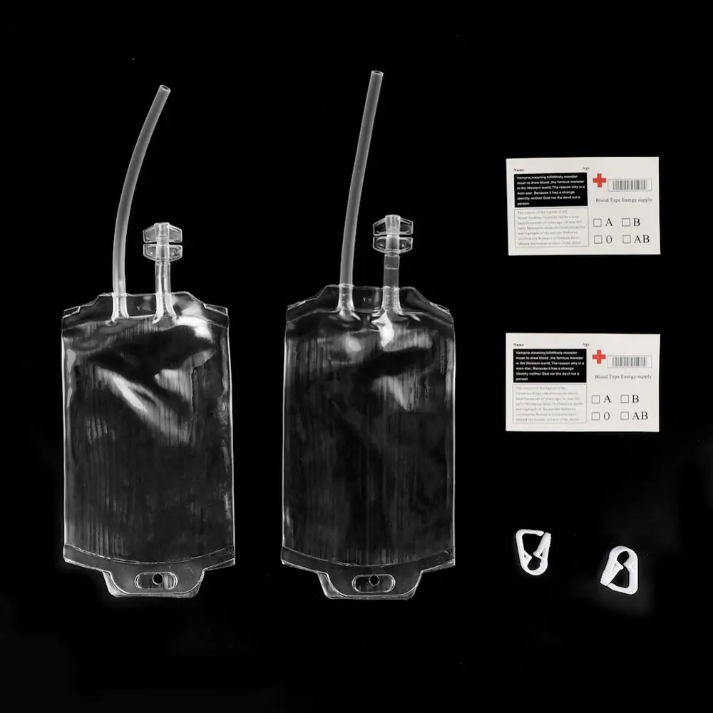 OurWarm прозрачный ПВХ мешок для питья на Хеллоуин Дневники вампира Косплей Сумка для крови реквизит Товары для украшения Хэллоуина - Цвет: 2pcs