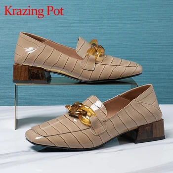 

Krazing Pot gladiator crystal decorations high fashion mature autumn shoes med square heels square toe slip on women pumps L3f6