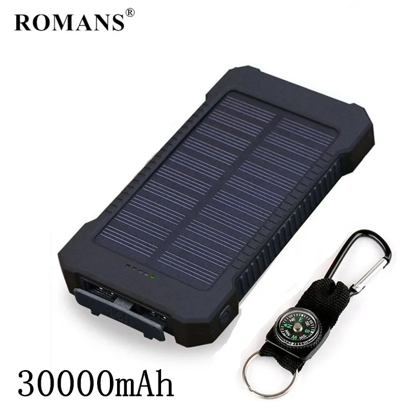 

Top Solar PowerBank waterproof Travel Power Bank 30000mAh External Battery Portable Bateria poverbank 30000 for Xioami mi iphone