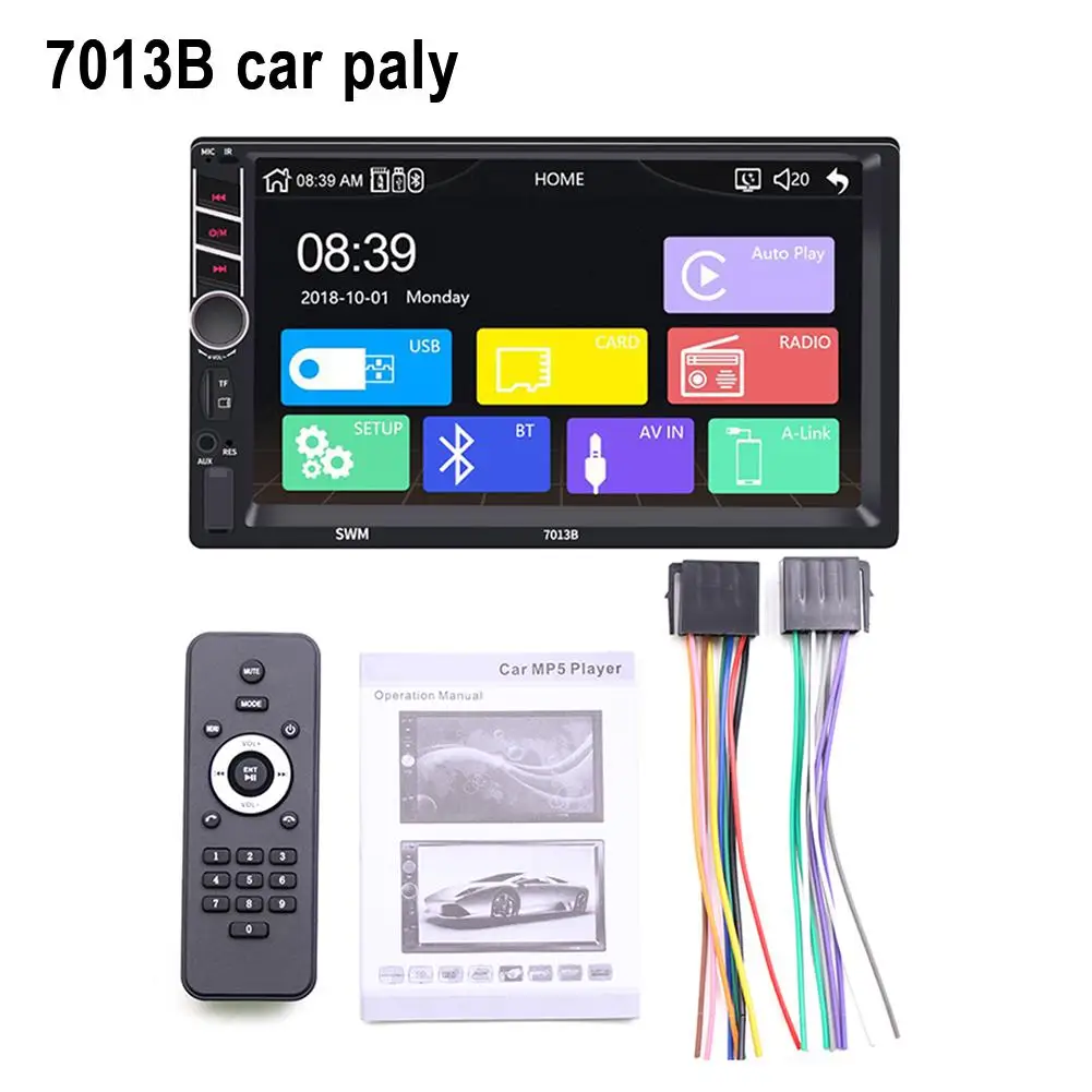 Автомобильный мультимедийный плеер 7 дюймов 2 Din сенсорный экран стерео fm-радио Bluetooth Mp5 плеер Android/IOS подключение изображения Apple CarPlay - Цвет: 7013B car Play