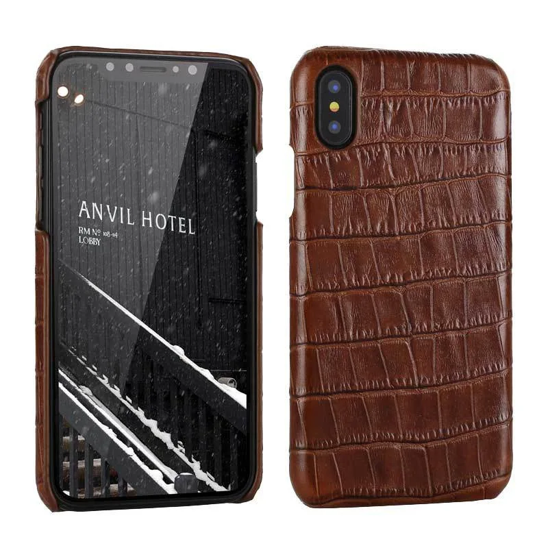 Простой чехол из натуральной кожи для iPhone X XS 11 Pro Max XR, чехол для iPhone 6 6S 7 8 Plus, роскошный чехол из крокодиловой кожи для телефона