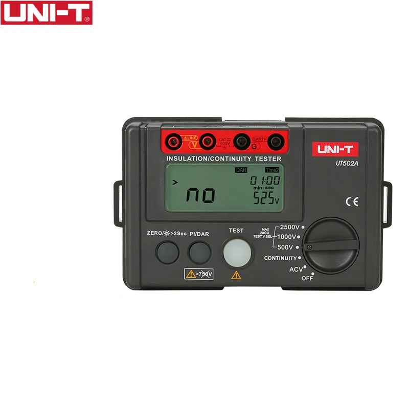 

UNI-T UT502A 2500V Digital Insulation Resistance Meter Tester Megohmmeter Highly Voltmeter Continuity Tester w/LCD Backlight