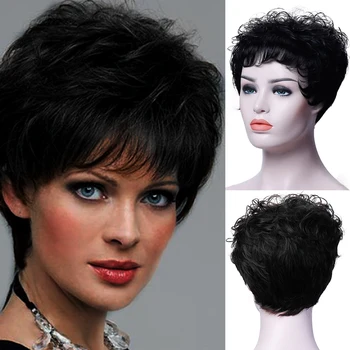

LUPU Synthetic Women Wigs With Bangs Natural False Fake Hair Black Short Wig High Temperture Fiber