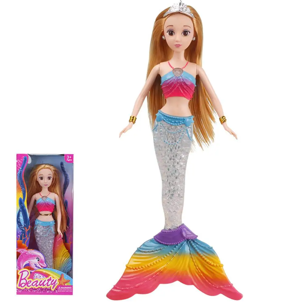 Прекрасный красочный светильник, музыкальная принцесса, Русалка, пластиковая кукла для девочки, подарок для малыша 36 см