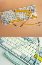 Customized Mechanical Keyboard Cable Compatible with TM680,TM980,Aviation Plug,Stretchable Helicoil,,2m Fully Streached