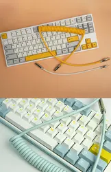 Cabo mecânico personalizado do teclado compatível com tm680, tm980, plugue da aviação, helicoil stretchable,,2m inteiramente estendido