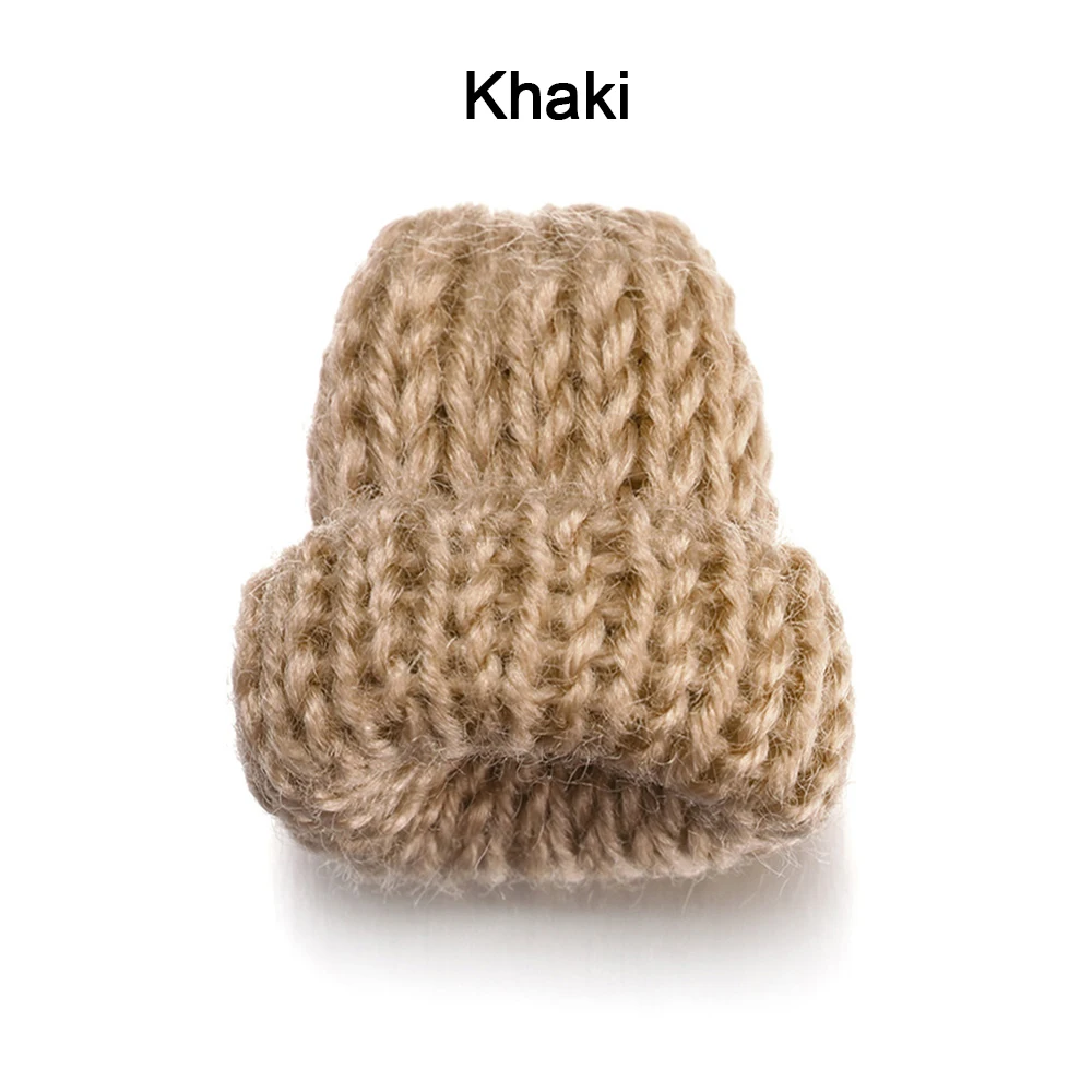 Khaki 10 шт. Горячая мини ручная работа Маленькая вязаная шапка для DIY куклы чехол для телефона украшение головной убор одежда игрушка ребенок ручной Скрапбукинг искусство - Цвет: Khaki