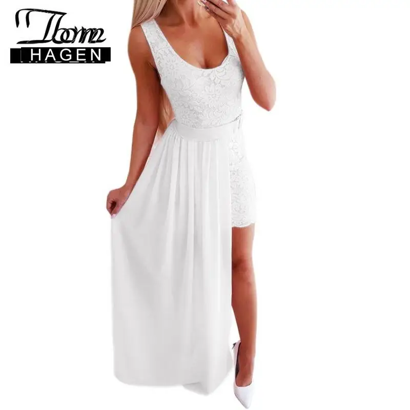 Простое длинное белое платье том Хаген летнее повседневное макси шифоновое из 2