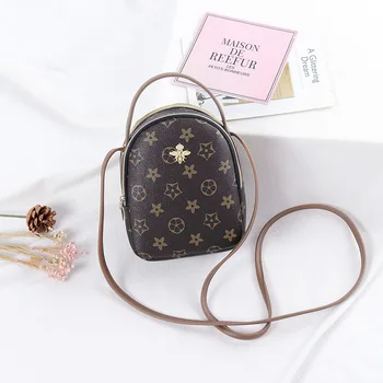 

Printing Leather Round Designer Crossbody Bag for Women 2020 PU Leather Shoulder Bags Ladies Small Handbags Phone Mini Tote Bag