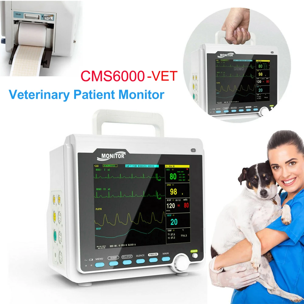 CONTEC CMS6000-VET Veterinary Animals Patient Monitor 6 Parameter ECG RESP SpO2 PR NIBP Heart Rate For With Printer | Красота и