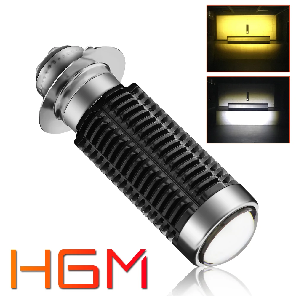 

P15D H6M LED Motorcycle Headlight Bulb With Lens Amber/Yellow 3000K,6000K White High/Low Beam Double Coloer Spotlight for Yamaha