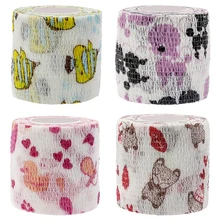 Цветные спортивные самоклеющиеся эластичные бандажные наколенники с мультипликационным принтом, защитные наколенники 4,5 м, защита для запястья, лодыжки, ладони, плеча, обёрточная лента