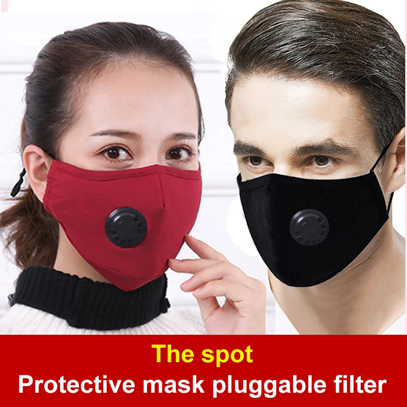 

Anti Pollution Mouth Mask Protective Mask Breathable Valve Mask Insertable Filter Reusable Masks Cotton Unisex Mouth Muffle
