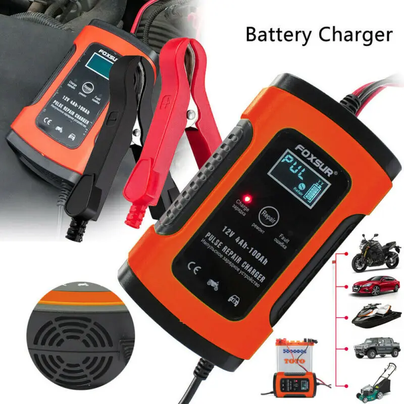 12V Lead-acid Battery Charger Maintainer Trickle Car Motorcycle Volt US