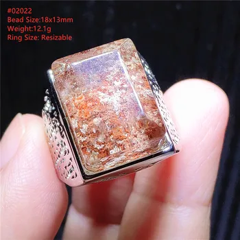 

Natural Colorful Phantom Quartz Crystal Big Ring Woman Man Orange Phantom Rectangle Oval Beads Lucky Resizable Ring AAAAA