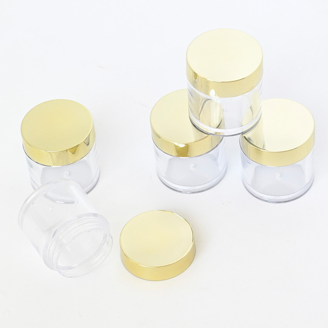 Pot Pet empty powder box 10ml empty cosmetic jar With Gold Cap x10g clear-sided jars with gold cover&*&