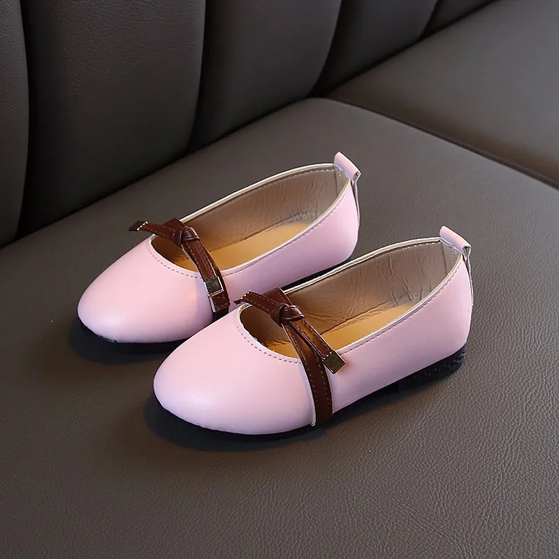 SP013Pink Bekamille/кожаная обувь для девочек; осенние Лоферы для маленьких девочек; детская обувь для девочек; повседневные кроссовки на плоской подошве с бантом; обувь для принцессы - Цвет: SP013Pink