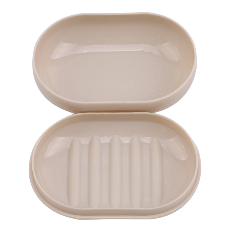 Creative Cute Bathroom Soap Box 1Pc Circular Square Apricot Grey Household Travel Easy To Carry Soap Box