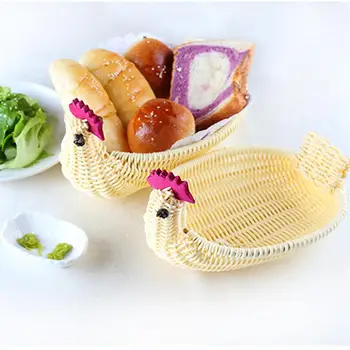 

3PCS Imitated Rattan Knitting Storage Basket Fruit Sundries Basket Organizer Woven Storage Basket Storage Basket for Home
