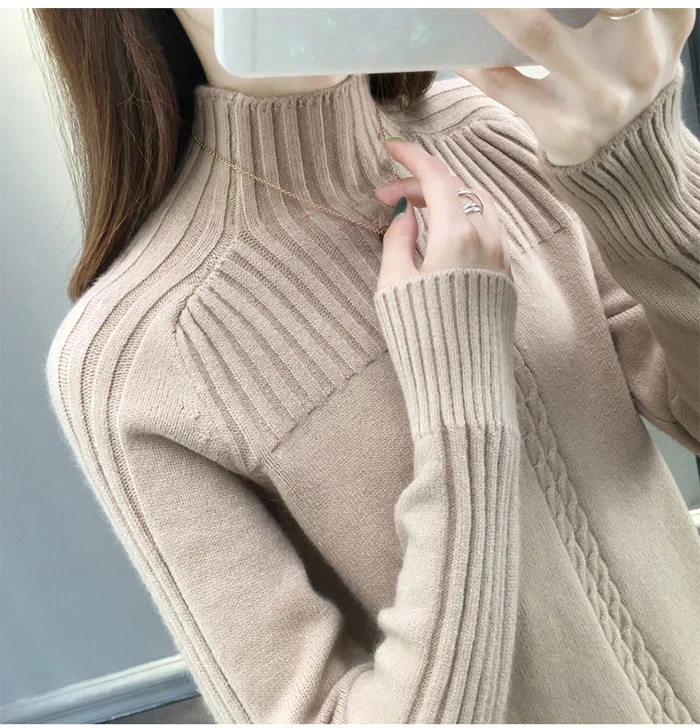 Surmiitro Knitted Turtleneck Women Autumn Winter Ladies Korean Sweater Female Long Sleeve Jumper Blue White Red Pullover
