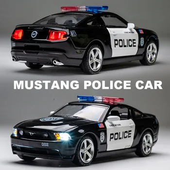 

1:32 Mustang GT Police Car Model Alloy Vehicle Model Sound Light Simulation Car Model Clockwork Spring Boy Toy Car FREE 2 COPMAN