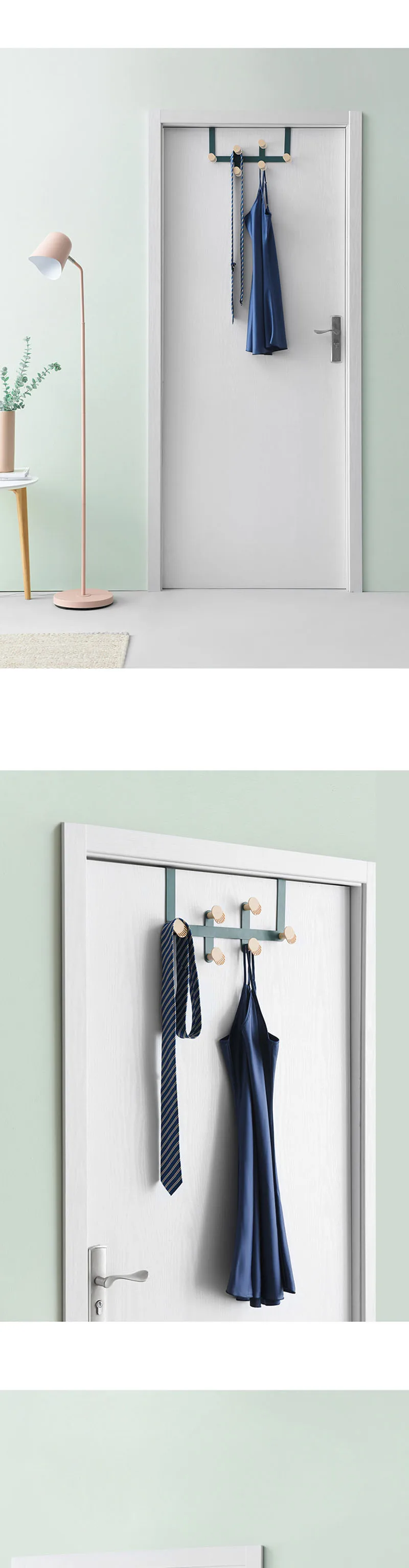Creative Door Rear Wall-mounted Hook Metal Material Hanging Clothes Backpack Without Hole Design Protects The Facade Wall Hook