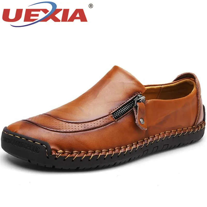 

UEXIA Footwear Handmade Big Size 38-48 Men Casual Shoes Loafers Spring and Autumn Mens Moccasins Shoes Leather Men's Flats Shoe