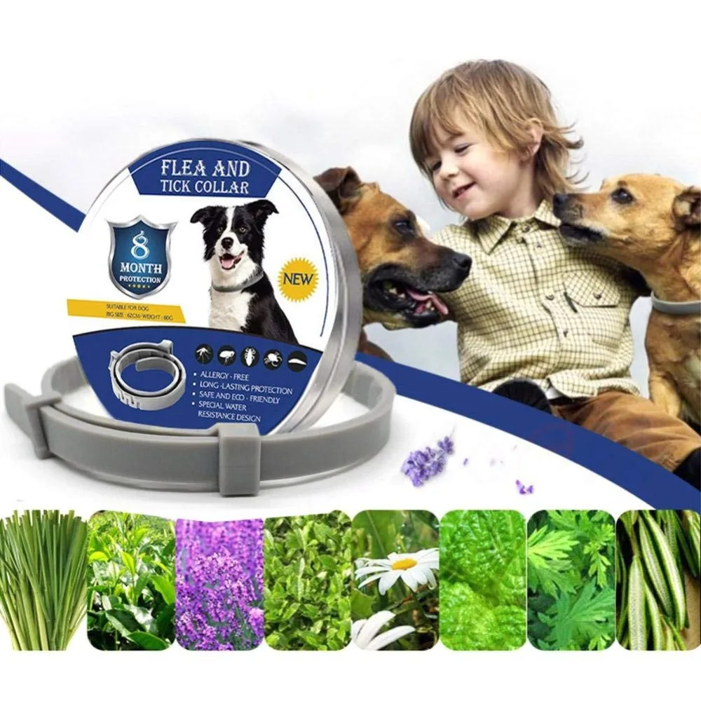 Pet ошейник для собак и кошек анти блохи от клещей, комаров Регулируемый Насекомых Блох Pet защитный воротник 8 месяцев