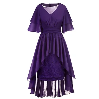 

In the spring Bud silk Big yards Lrregular Splicing foreign trade Dress European Loose Big Yards Irregular Sweet Women Summer Dr