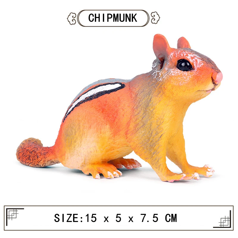 Children's Simulation solid animal world model toy golden chipmunk chipmunk spotted squirrel Collecting gifts Toy model