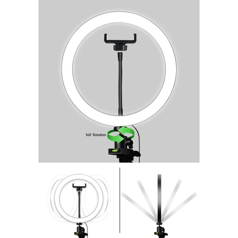 AAAE топ-штатив держатель для телефона зажим со светодиодным кольцевым светильник для камеры фотосъемка кольцевая лампа студийный кольцевой светильник для Youtube макияж для телефона