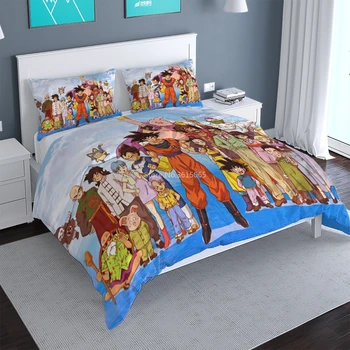 

Hot Anime DRAGON BALL Cartoon 3d Bedding Set Son Goku Pattern Comforter Quilt Cover Duvet Cover Set Pillowcase Queen King Size