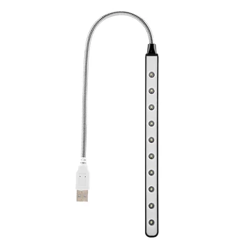 

Portable Mini 10 LED Desk Lamp Lightweight Flexible Bright USB Table Light for Laptop Desktop PC Pink White Blue Black