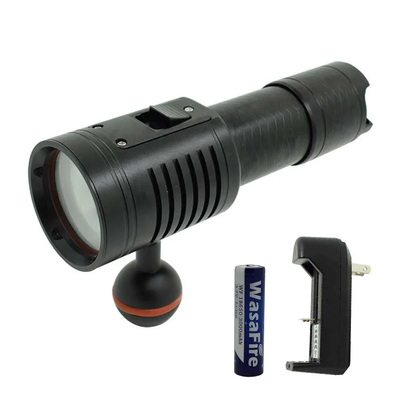 Подводный Видео светильник, светодиодный фонарь для дайвинга, водонепроницаемый, 7 режимов, лампа для фотосъемки, светильник-вспышка для подводного плавания, фонарь с аккумулятором 18650+ зарядное устройство - Испускаемый цвет: A1 (6LEDs)