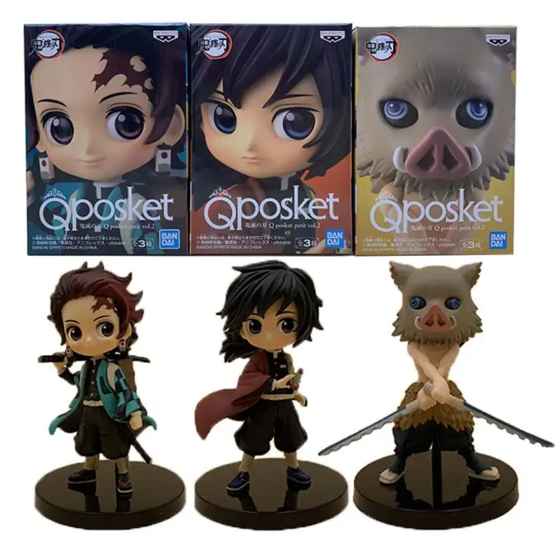 3 шт./компл. демон убийца qposket фигурки Nezuko Zenitsu Tanjirou Giyuu Inosuk Kimetsu без Yaiba модель Фигурка Игрушки